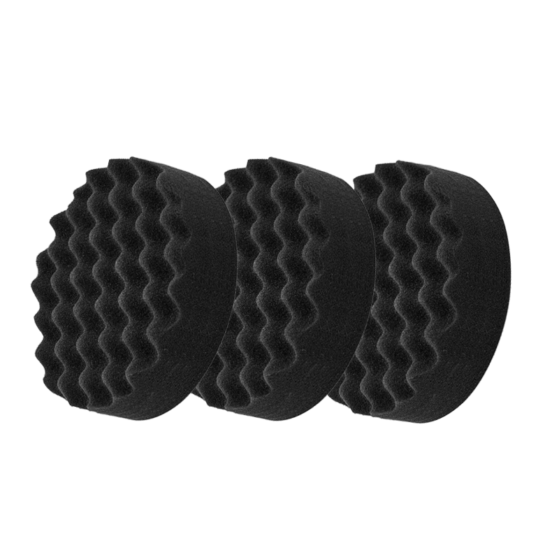 Hook and Loop Soft Black Waffle Foam Pad Buffer Sponge - Set of 3 Pieces - Air Polisher Accessory